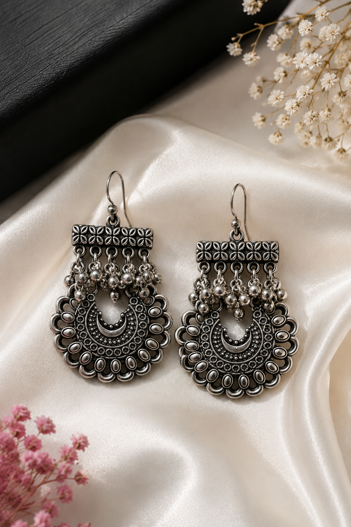 Royal Oxidised Chandbali Earrings