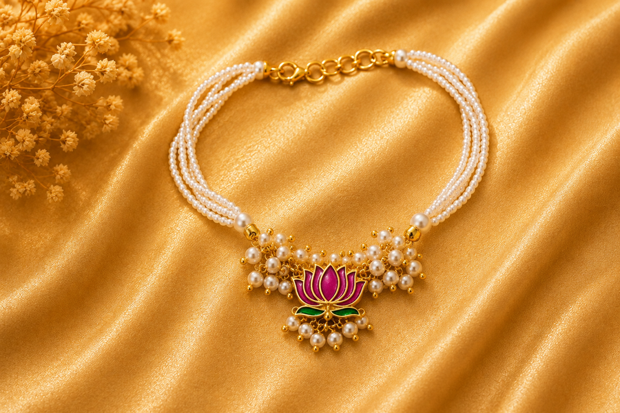 Royal Lotus Pearl Bracelet