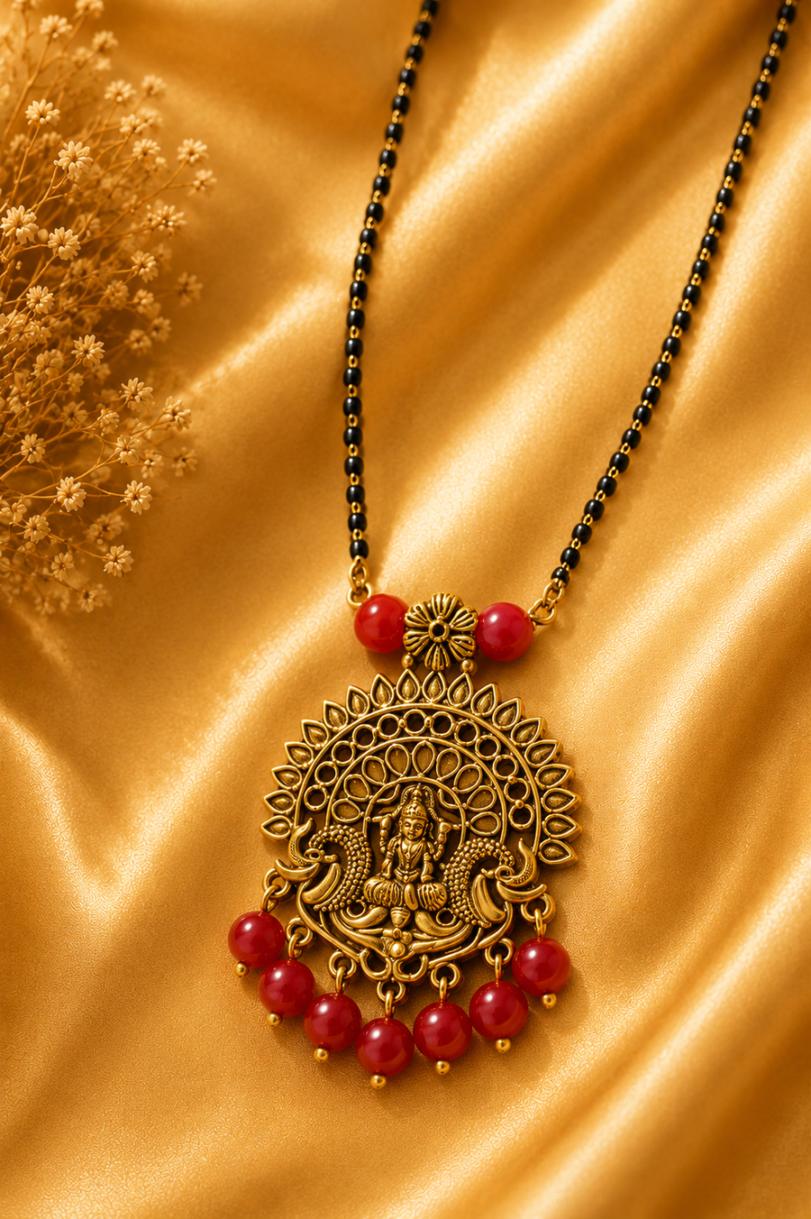 golden laxmi pendant  mangalsutra