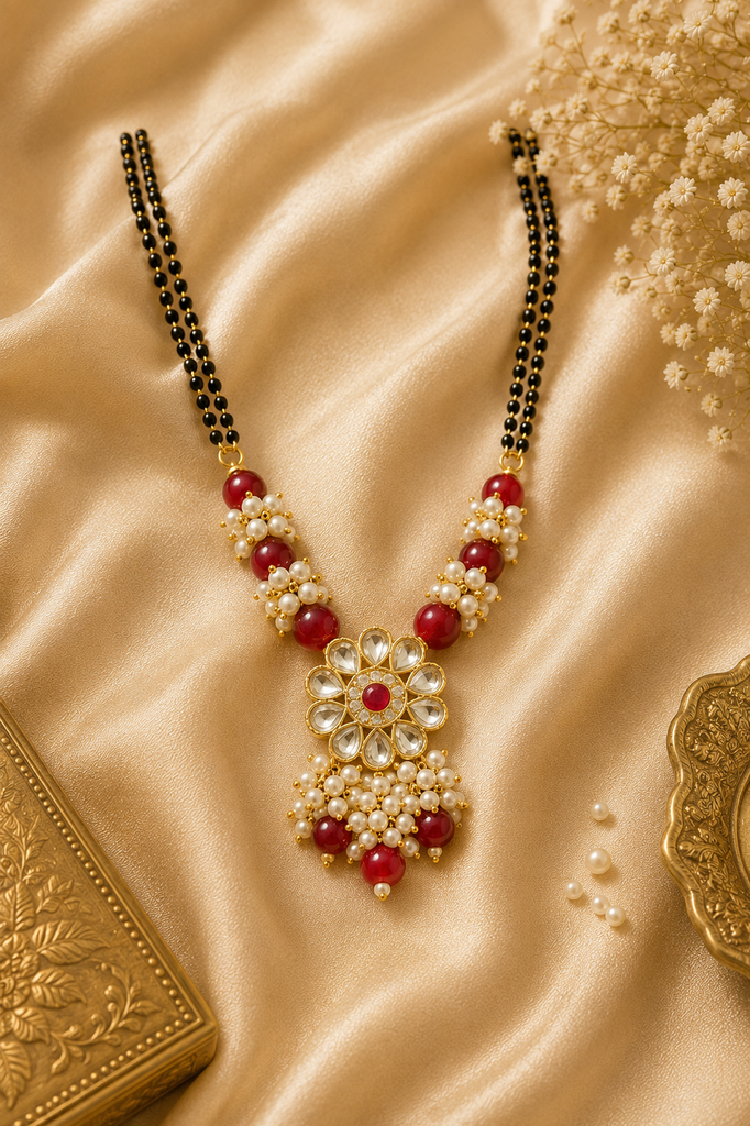 Ruby Pearl Bloom Mangalsutra