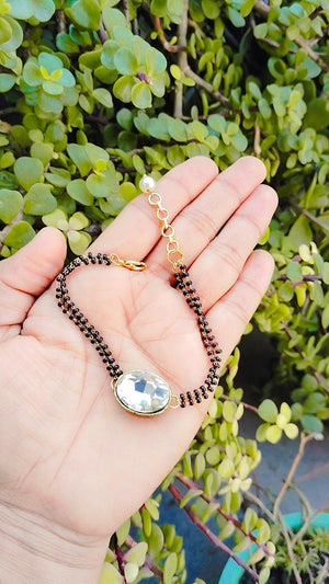 white oval shade kundan manglsutra  bracelet