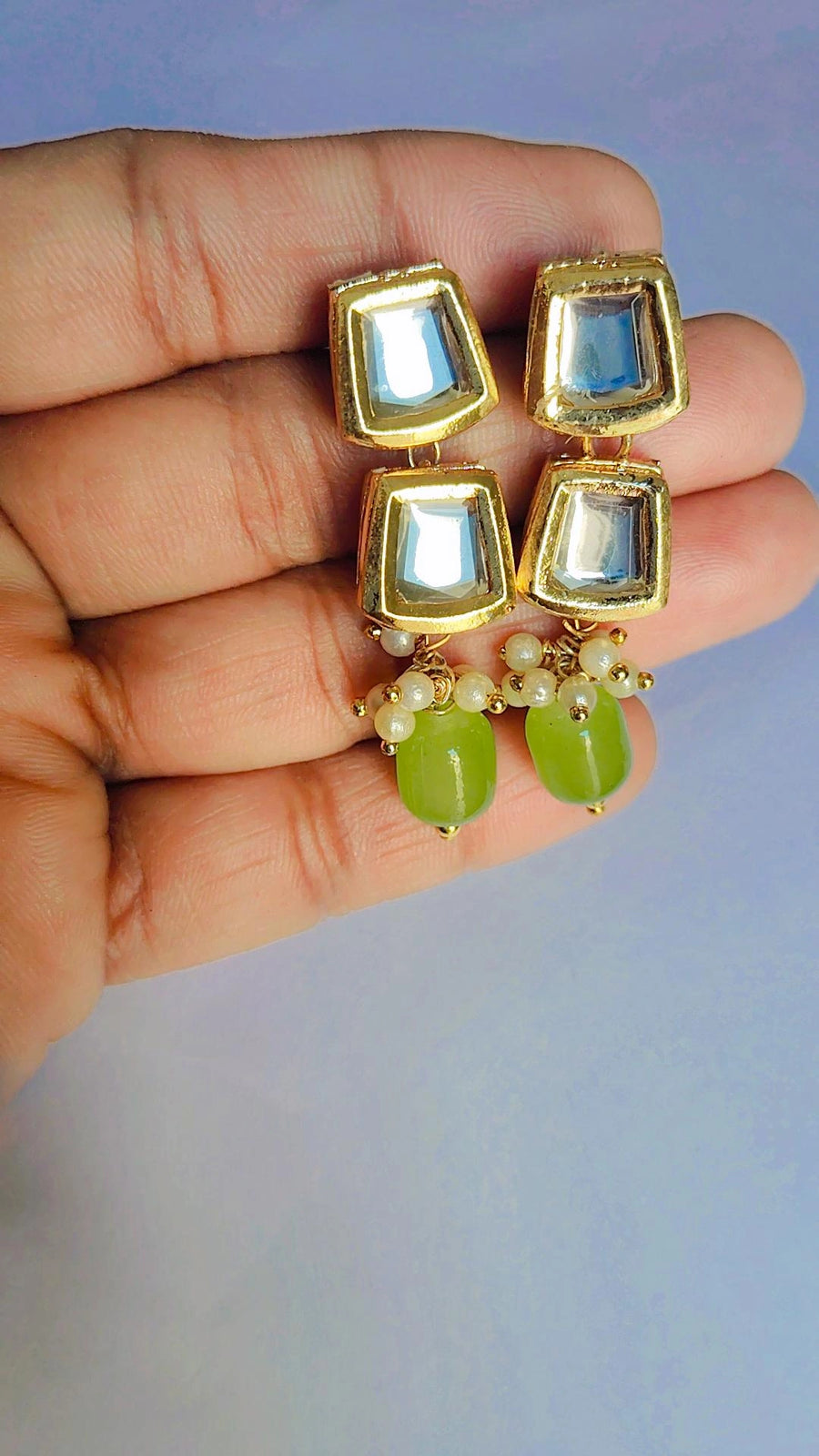 white kundan  earring