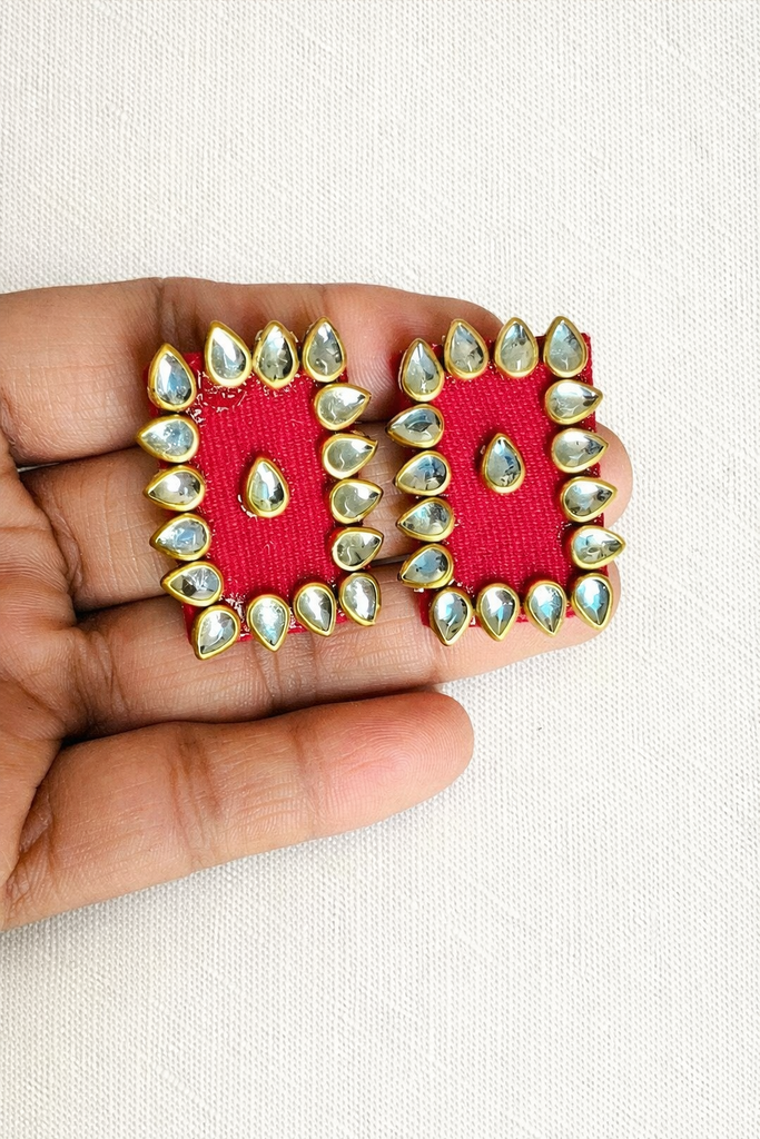 pink fabric earring